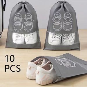 10pcs Non-woven Travel Portable Shoe Storage Bag - Waterproof Transparen…
